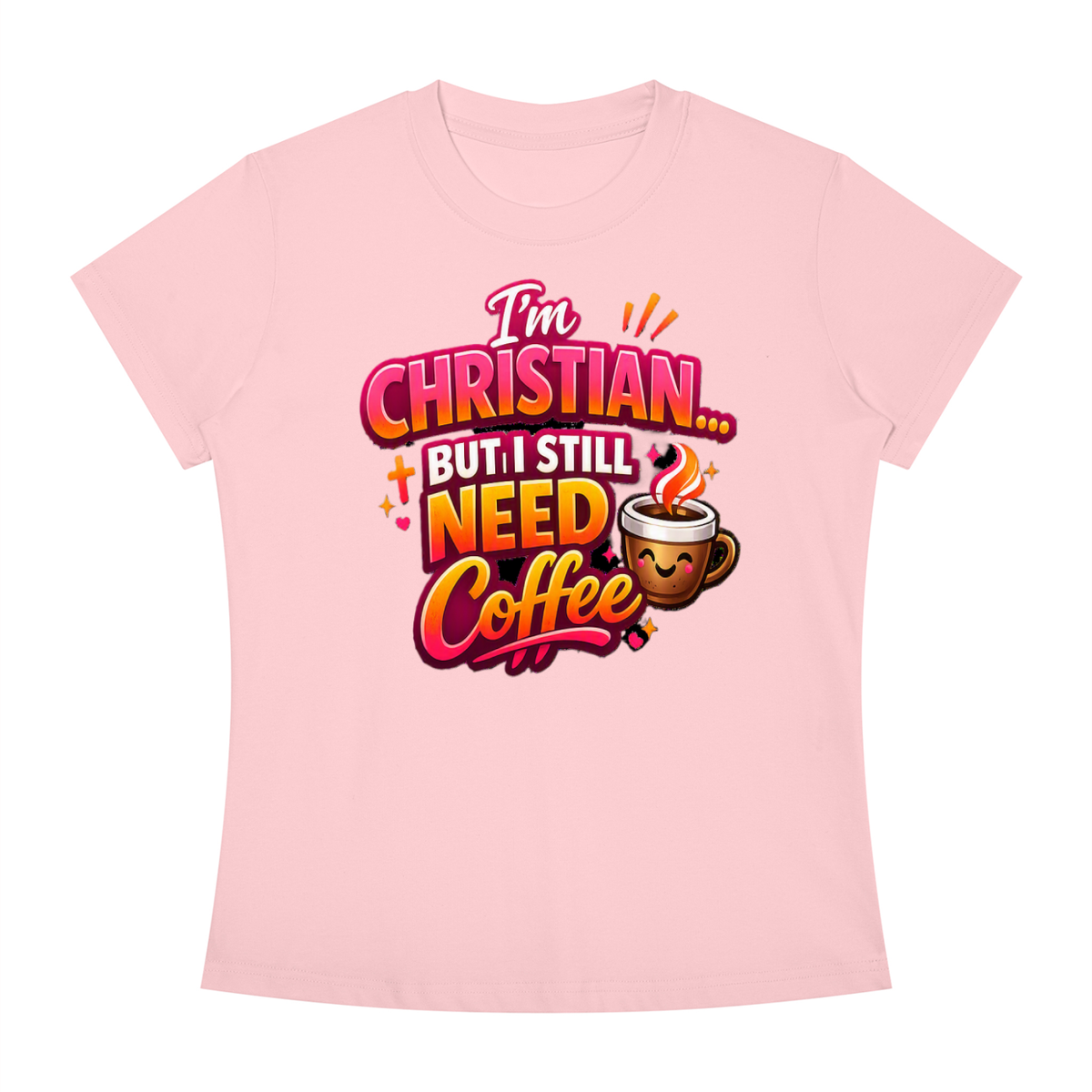 God & Coffee Women's Slim Fit Crewneck T-Shirt