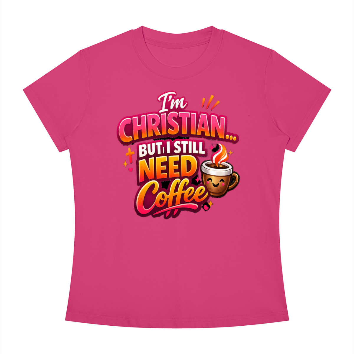 God & Coffee Women's Slim Fit Crewneck T-Shirt