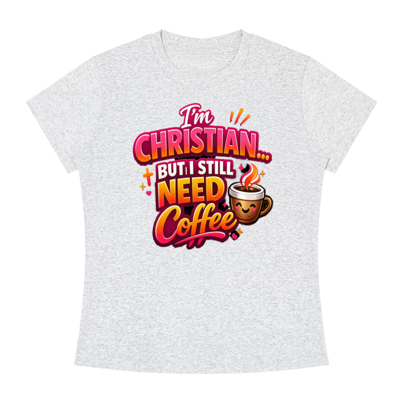 God & Coffee Women's Slim Fit Crewneck T-Shirt
